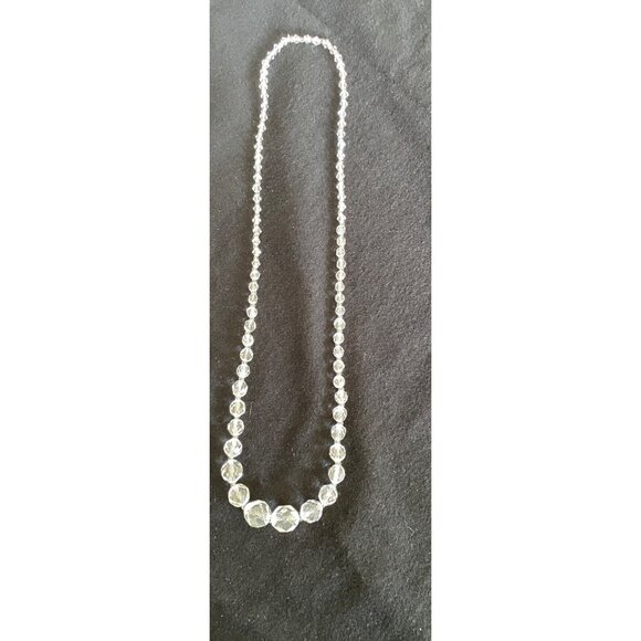 Antique Art Deco Graduated Faceted Cut Lead Crystal Rondelle Necklace 26" - Picture 5 of 12